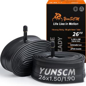 YUNSCM 2-PCS Heavy Duty 26" Bike Tubes 26x1.50/1.75/1.9038/48-559 32mm Schrader Valve 26 Bicycle Inner Tubes Compatible with 26 x 1.50 26 x 1.75 26 x 1.90 Bike Bicycle Tire Tubes