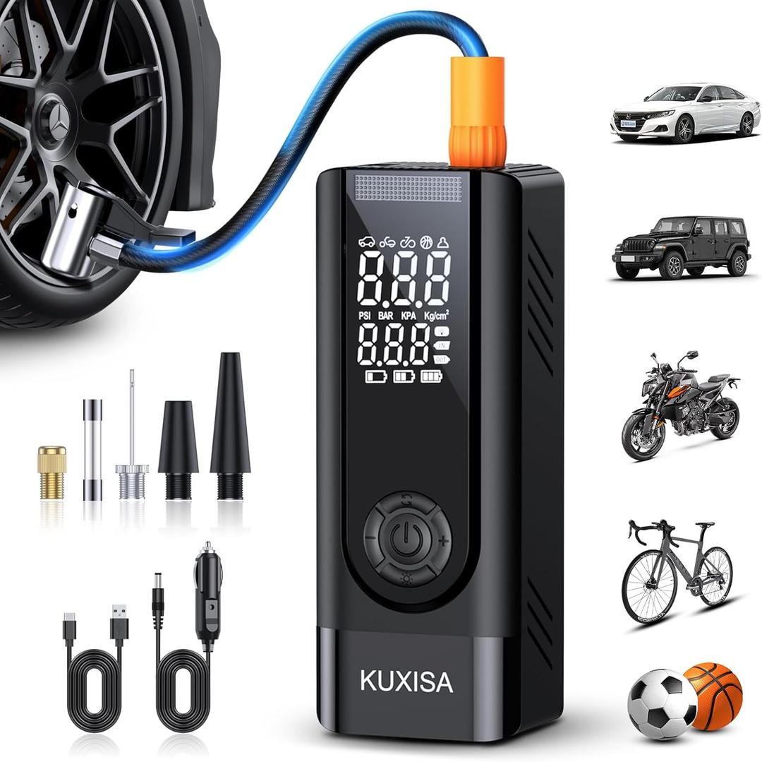 Tire Inflator Portable Air Compressor, 180PSI Air Compressor with LED Lights, 3X Faster Portable Air Pump for Car Tires, Motorcycles, Bicycles, Balls and More(Black)