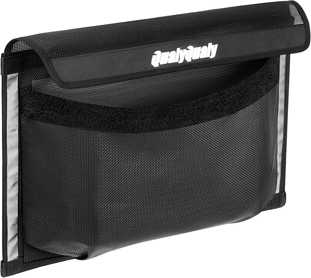 QualyQualy 18"x12" Large Boat Storage Bag with Full-Enclosure Lid, Strong Self-Adhesive Boat Organizer for Tackle, Tools, Gear, Waterproof Boat Caddy Organizer & Marine Accessories Storage