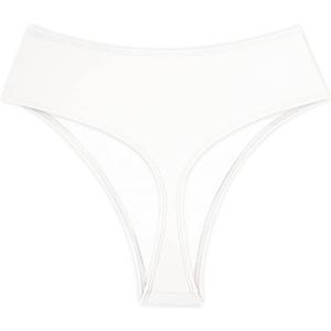 Kepblom Women's Thong Rave Bottoms High Waisted Bikini Bottom High Cut Panties for Dance Festival (White, L)