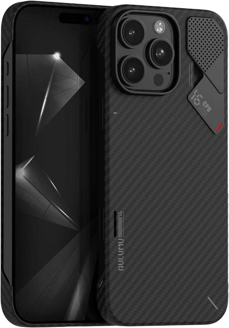 Aulumu A16 Aramid Fiber iPhone 16 Pro Max Case | 1500D Ultra Slim Woven | Real Cooling | Compatible with MagSafe