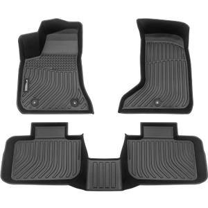 IKON MOTORSPORTS 3D TPE Floor Mats, Compatible with 2011-2023 Dodge Charger AWD & Chrysler 300 AWD, All Weather Waterproof Anti-Slip Liners, Front & 2nd Row Full Set Car Accessories, Black