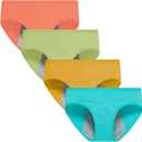 Demifill Teen Girls Period Underwear Cotton Soft Women Panties For Teens Briefs (Large, Orange Red&green&yellow&peacock Blue)
