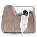 Bedsure Heated Blanket Throw Blanket - Fast Heating Electric Blanket, Soft Flannel Throw with 6 Time Settings(Up to 10H), 6 Heating Settings, Gifts for Grandma Grandpa Seniors (50"x60", Taupe)