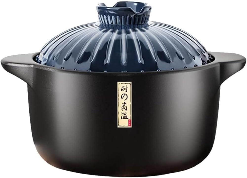 Ceramic Pot with Lid, 1.7 Quart, Heat-Resistant for Cooking Soup, Easy to Clean, Japanese Cooking Pot (Blue) Ceramic Pot with Lid, 1.7 Quart, Heat-Resistant for Cooking Soup, Easy to Clean, Japanese Cooking Pot (Blue)