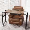 GiftGo Overbed Table with Wheels Rolling Laptop Desk Cart Table Height and Length Adjustable for Hospital and Home Use Over The Bed Table with Storage Drawer and Cup Holder (Rustic Brown, 31.5 to 47)