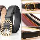 Belts for Women Trendy Womens Belts for Jeans Dress Belt Women Soft Leather Belt Ladies Waist Adjust Size Up to 38" (Black)