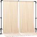 Deep Champagne Backdrop Curtain 2 Panels-Wrinkle-Free Curtains Polyester Photography Drapes for Baby Shower Birthday Party Photo Background Backdrop Stand- 8 X10FT (Champagne)