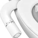 BIGCOW Ultra-Slim Bidet Attachment for Toilet - Dual Nozzle (Frontal & Rear Wash) with Adjustable Cold Water Pressure and Stainless Steel Inlet - Hygienic Solution for Fresh Cleanliness, Silver 1 Pcs
