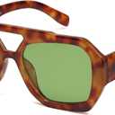SOJOS Trendy Large Aviator Sunglasses for Womens Mens Polarized,Hexagonal Square Double Bridge Designer Inspired SJ2288