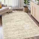 Soalmost 4x6 Area Rugs for Living Room, Vintage Washable Rugs for Dining Room, Bedroom, Home Office Decor, Non-Slip Beige Carpet Thin Rug