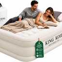 King Koil Plush Pillow Top Twin Air Mattress with Built-in High-Speed Pump for Camping, Home & Guests - 20 Twin Size Airbed Luxury Inflatable Blow Up Mattress, Waterproof