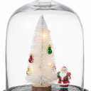 MyGift Clear Cloche Glass Dome,9 Inch Display Bell Jar with Top Handle and Rustic Brown Solid Wood Base