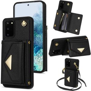 Asuwish Phone Case for Samsung Galaxy S20 FE 5G 6.5 inch Wallet Cell Cover with Credit Card Holder Stand Shoulder Crossbody Strap S 20 EF UW S20FE5G S20FE 20S S2O Fan Edition 4G G5 Women Girls Black