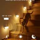 6 Pack Rechargeable Motion Sensor Stair Lights, Indoor Hallway Wall Light, Magnetic Wireless Peel and Stick On Closet Light, Battery Operated LED Night Lights for Step Bedroom Cabinet Toilet Bathroom