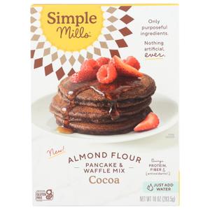 Simple Mills Cocoa Pancake and Waffle Mix, Just add Water, Gluten Free, Paleo Friendly, Breakfast, 10 oz (1 pack)