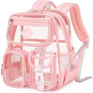 PIG PIG GIRL Mini Clear Backpack for Stadium Events, Small Clear Bag for Child for Festival Concert,Pink(Not Fits School)