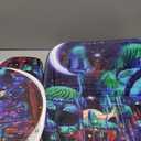 4PCS Blacklight Mushroom Kids Shower Curtain Sets with 12 Hooks, Moon Stars Snails Bathroom Sets Decor with Non-Slip Rugs, Toilet Lid Cover and Bath Mat, 72'' x72''