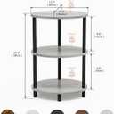 Small Round Side Table - 3-Tier Oval Accent Table for Small Spaces, Rustic Wood and Metal Couch End Table, Nightstand for Bedroom or End Table Living Room, Set of 2, Greige
