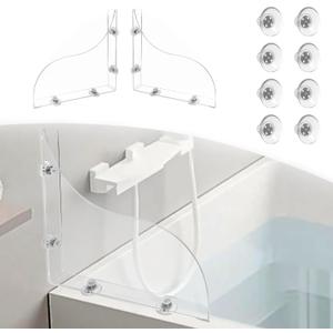 Daily Treasures 2Pcs Removable 9.06"x7.87" Shower Splash Guard with Silicone Sucker, Reusable Splash Guard for Shower, 3MM Thickened Bathtub Splash Guard,Detachable Bathtub Splash Guard for Tub