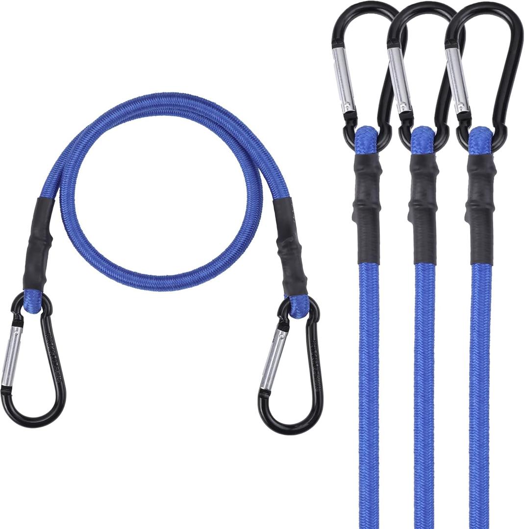 WORKPRO 24 Inch Bungee Cord with Hooks, 2 Pack Superior Rubber Heavy Duty Straps Strong Elastic Rope for Outdoor Tent, Luggage Rack, Camping, Cargo, RV, Bike, Transporting, Storage, Blue