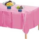Quhora Shiny Foil Disposable Plastic Tablecloths for Rectangle Tables - Pack of 2 | 54x108 inches - Perfect for Parties, Events, and Weddings, Indoor and Outdoor Use - Pink, Pack of 3 