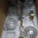 5 Lights Bathroom Vanity Light,Brushed Gold Globe Bathroom Light Fixtures | Hammered Clear Glass Wall Sconce Lighting,Mid Century Modern Brass Bubble Glass Bathroom Vanity Lights over Mirror,G9 Base
