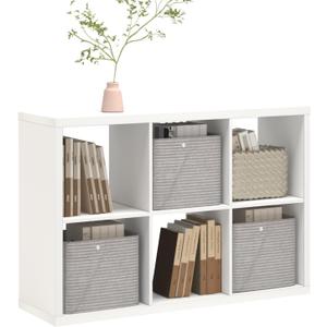 CTESNE【2026 Wooden Thick Frame 6 Cube Storage Organizer Shelf with Anti-Tipping Kits + Reversible Open Back Bookcase, Horizontal and Vertical Dual-use（White,11inch）