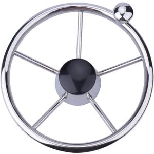 11" Marine Boat Steering Wheel,Universal Stainless Steel 5 Spoke Destroyer Knob (Polished)