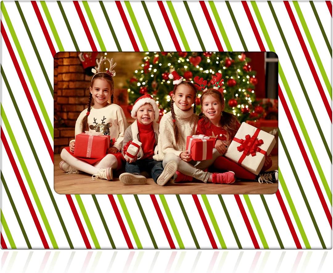 Party Greeting Christmas Picture Frame 4x6 Christmas Ceramic Photo Frame Decorations Holiday Christmas Xmas Gifts Vertically or Horizontally Suitable for Desktop Use (Red, Green and White)