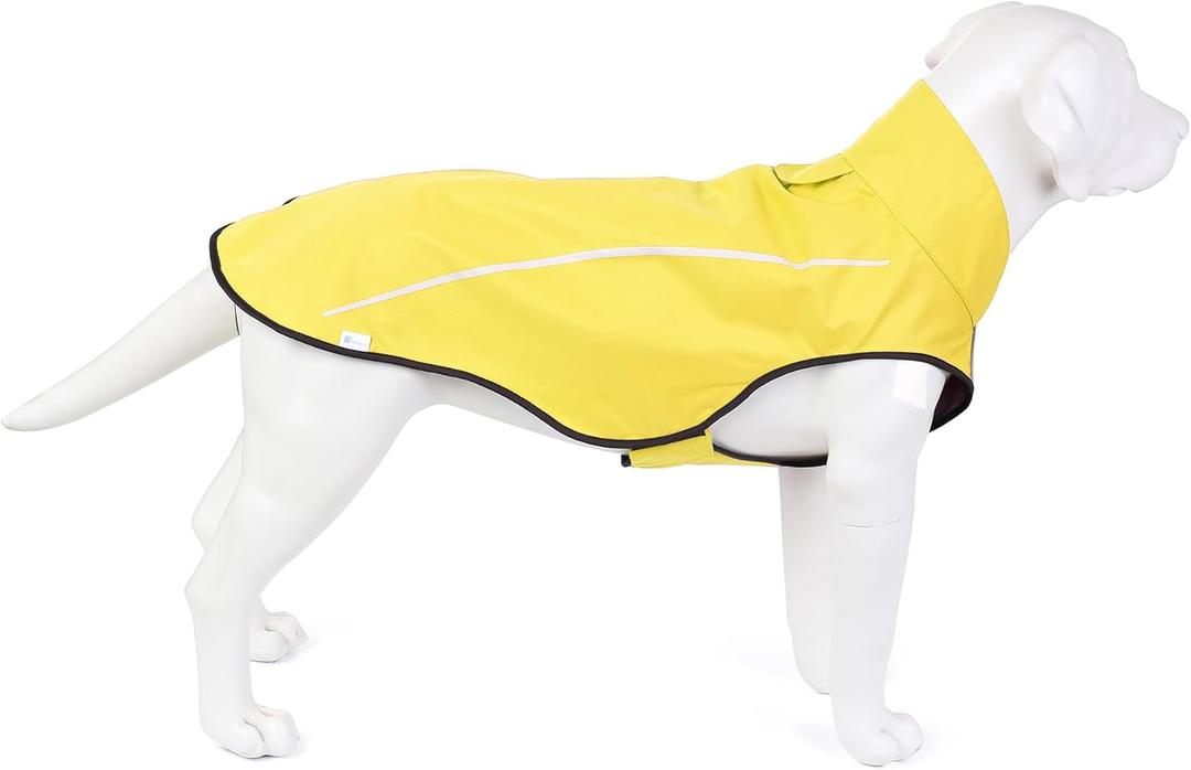Mile High Life Dog Raincoat, Adjustable Waterproof Reflective Rain Jacket for Small, Medium, Large Dogs, Lightweight Breathable Pet Rain Coat with Leash Hole (Yellow, Large, Chest 32-40")