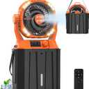 20000mAh Misting Fan with 6L Bucket & 4 Spray Misters, Waterproof Outdoor Cooling Fan for Camping/Patios - Remote Control, 4 LED Light, Stepless Speed & 56H Runtime, Rechargeable Battery, Hanging Hook