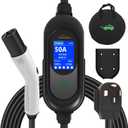 Tesla Charger, Level 2 EV Charger 50Amp 240V with NEMA 14-50 Plug, 25FT Cable Portable Electric Car Charging Station for Tesla Model S/3/X/Y/Cybertruck, Home & Outdoor Use, Delay Timer, LCD Display