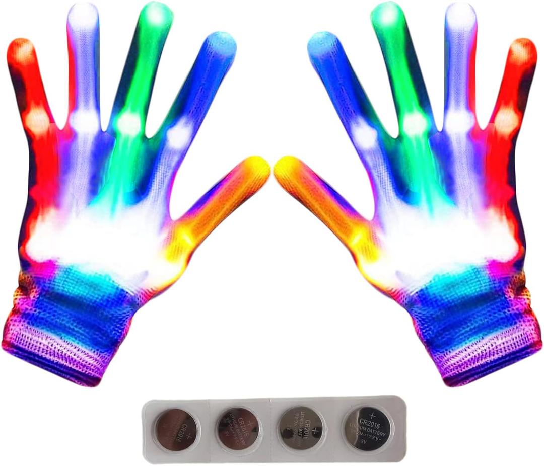 Cool Toys LED Gloves Boys Toys Age 3-5 6-8 8-12 Adults Light up Gloves Halloween Christmas Birthday Parties Fun Gifts (Medium)