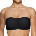 Vertvie Womens Strapless Bra Jelly Push Up Seamless Bandeau Bra Wireless Non Slip Silicone Tube Top Bras Padded Bralette, L