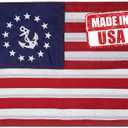 Small American US Anchor Boat Flag 12x18 Inch Sewn Stripes with 4 Clips- Embroidered Stars USA American Flag for Boat with Grommets