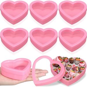 Wesiti 12 Pcs Small Heart Shaped Boxes with Window Valentine's Day Gift Boxes Plastic Storage Container for DIY Projects Presents Candy Jewelry Mother's Day Gifts (3.5 x 3 x 1.2 Inch,Pink)