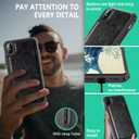 2 x ONES for iPhone Xs Max PU Leather Case Four Corner Airbags Anti-Fingerprint TPU Bumper Non-Slip Wireless Charging Sturdy Impact Absorb Shockproof Hard Cover - Black