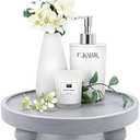 EOSAHR Modern Wooden Risers for Display: Farmhouse Pedestal Stand for Home, Kitchen and Bathroom Counter Decor - Stylish Round Waterproof Decorative Tray for Organize Soap, Sink, Jewelry (Gray)