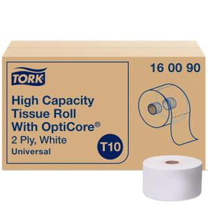 Tork OptiCore Mid-size Toilet Paper Roll White T10, Universal, 2-ply, 12 x 2000 sheets, 160090