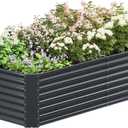 FRIZIONE 8FT(L)4FT(W)2FT(H) Raised Garden Bed Outdoor for Flower, Garden Planter Box for Vegetable, Raised Garden Beds for Herb, Succulent, Dark Gray