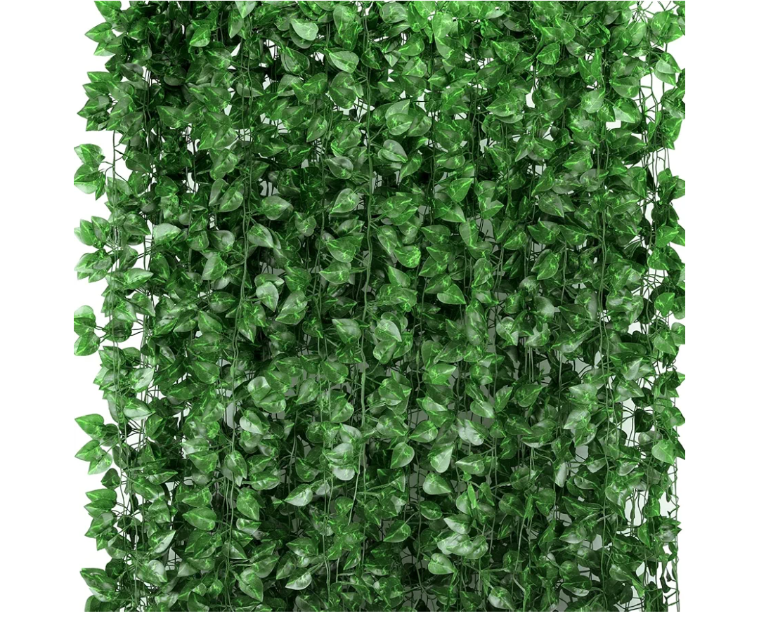 Tbestmax Artificial Ivy Leaf Plants, Green Vine Leaves, Greenery Hanging Garland, Fake Foliage Flowers for Home Kitchen Garden Office Wedding Wall Decor