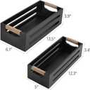 LotFancy Bathroom Decor Box, 2 Pack Toilet Tank Topper Basket, Wooden Bathroom Basket, Back of Toilet Storage Basket, Black Farmhouse Toilet Paper Holder