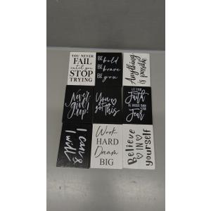 Yulejo 9 Pcs Mini Inspirational Wooden Signs Office Desk Decor Valentines Day Gifts Positive Motivational Quotes Table Decor Bathroom Shelf Cheer up (3.5 x 2.5 x 0.47 Inch, Black, White)