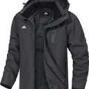 Men's Mountain Ski Jacket Waterproof Winter Coat Warm Snowboarding Jacket Snow Windbreaker Hooded for Hiking (X-Large, Dark Gray)