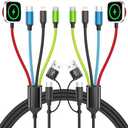 Firsting Travel Essentials 2026 4-in-2 Multi Charging Cable with iWatch Charger [1Pack 5FT], Nylon Charging Cords, USB C USB A Phone Charger for Multiple Devices, Cruise Essentials Car Accessories