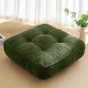 HIGOGOGO 6" Extra Thick Floor Pillow Cushion for Adults, Meditation Cushion Pillow, Large Square Floor Sitting, Tufted Corduroy Cover, for Tatami Living Room or Yoga, 22x22 Inch, Dark Green