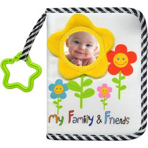 ABCKEY My Family And Friends Baby Photo Album With Sunflower Baby-safe mirror Holds 18 Photos Colourful