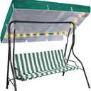 LED Lighted Porch Swing Canopy Replacement Waterproof LED Swing Canopy Top Cover 2-3 Seat Shade Awning Cover for Garden Outdoor Patio(77 x 49 Inch,Green)