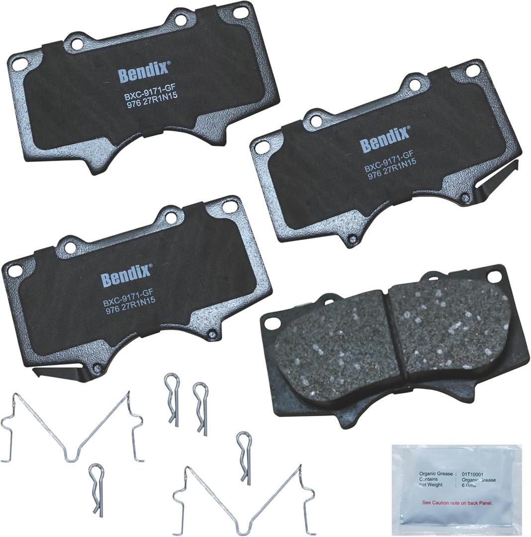 Bendix Priority1 CFC976 Ceramic Front Brake Pads for Select Models JAC Frison, Lexus GX460, GX470, Mitsubishi Montero, Toyota 4Runner, FJ Cruiser, Sequoia, Tacoma, Tundra